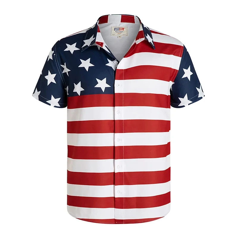 America Hawaiian Flag Men Fashion Shirts For Man Weed Clothing 3D Printed Beach Short Sleeve Y2k Vintage Clothes Blouse Shirt