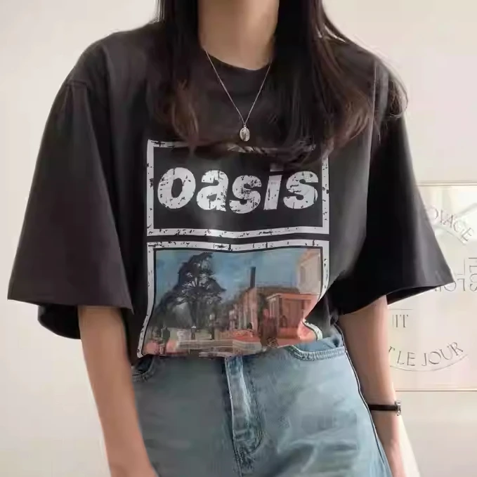 

Женские футболки Oasis Tour Peripheral Limit 2022, модная хлопковая футболка, женская универсальная свободная популярная модная футболка с короткими рукавами