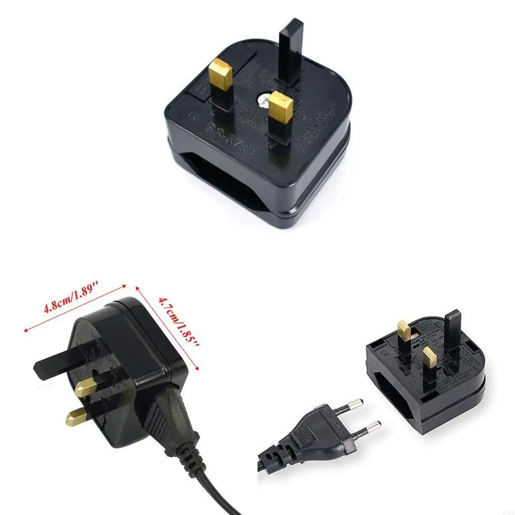 E1PF EU European Travel Adapter 2 Pin European EU To UK 3Pin Plug Power Adapter