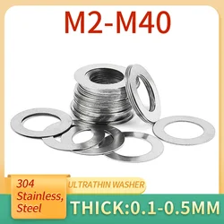Junta de cuña de precisión ultrafina de acero inoxidable, arandela de oblea plana ultrafina, 10/50 piezas, M3, M4, M5-M40, DIN988, 304