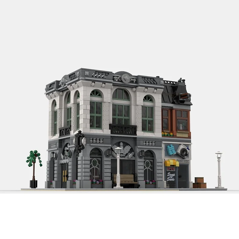 4446 pz MOC La Grande Banca Dei Mattoni Modulare Costruzione di Modello Regali Di Natale blocchi giocattoli Assemblare Idea FAI DA TE Educazione Per Bambini Compleanno