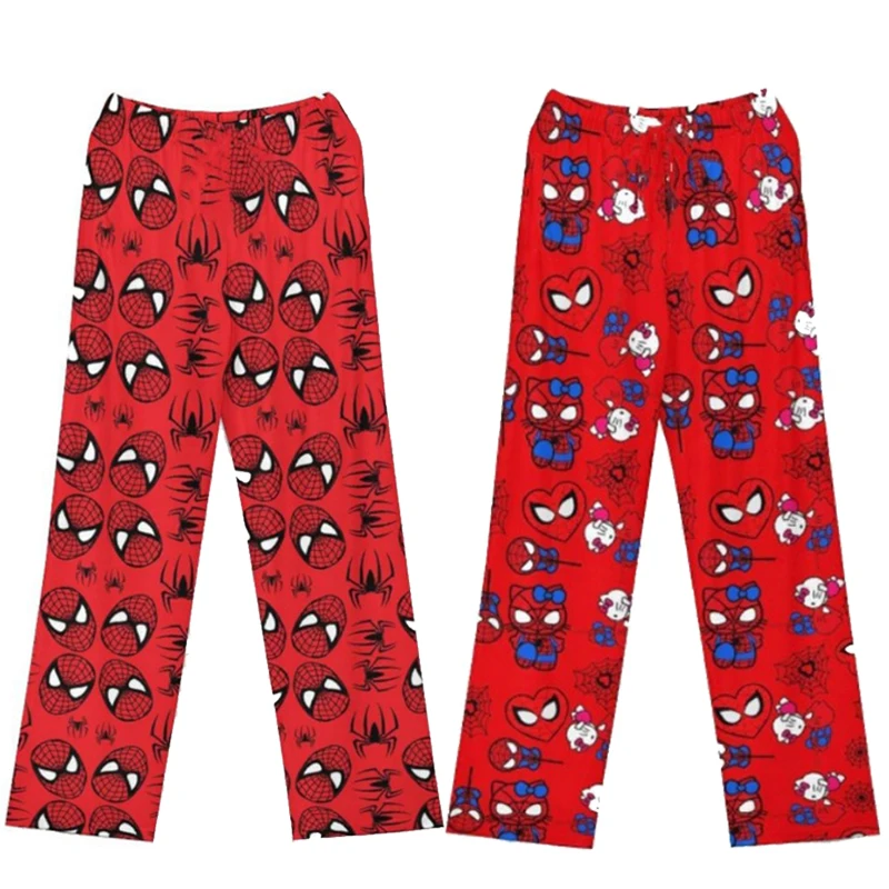 مرحبا كيتي الرجل العنكبوت القطن فضفاض السيدات بنطلون بيجاما بنطلون بيجامة الأزواج مطابقة منامة سراويل صيفية النوم بانت #6