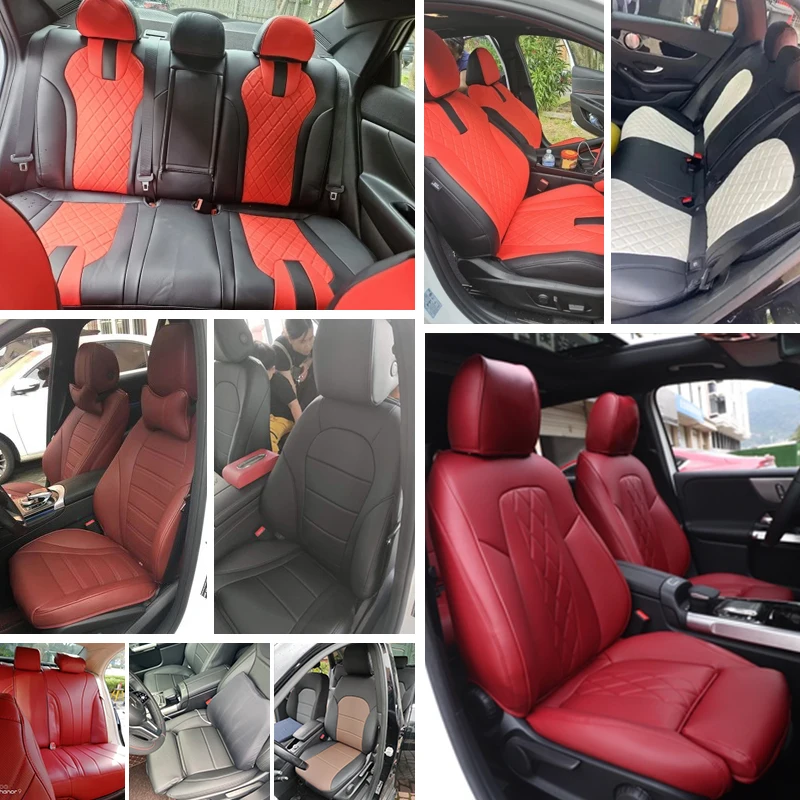 Custom Fit Car Accessories Seat Cover For 5 Seats Full Set Quality Leather for Mercedes Benz w204 w205 w211 w203 Front and rear