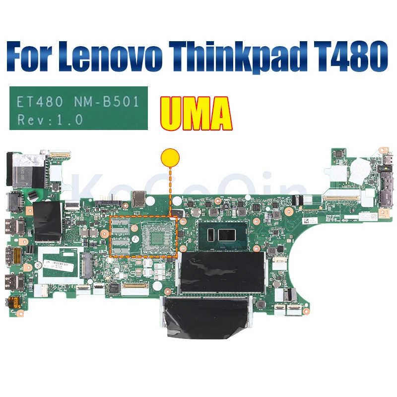 Placa-mãe portátil para LENOVO Thinkpad, ET480, NM-B501, T480, Notebook Mainboard, i3, i5, i7, 7, 8ª Geração, CPU, GPU, MX150, 2GB, 01YR332