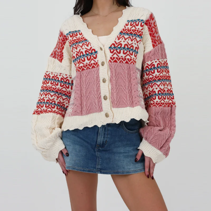 

Красочный вязаный кардиган для женщин, свободный свитер с v-образным вырезом, топы с широкими рукавами и неровным подолом, осень-зима 202, женский повседневный трикотаж