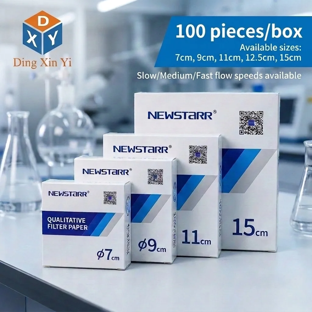 100 PCS/Pack Laboratory Qualitative Filter Paper Funnel with Fast/Medium/Slow Diameters of 7/9/11/12.5/15/18 CM