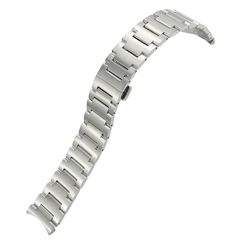 21mm Curved End Solid Stainless Steel Watch Strap Silver Bracelets for Mido Commander Series 42mm Dial M021 Watchband