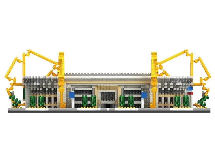 Creative Signal Iduna Park Stadium Micro Diamond Block Germany Borussia Dortmund Football Field Model Build Brick Toy Nanobricks