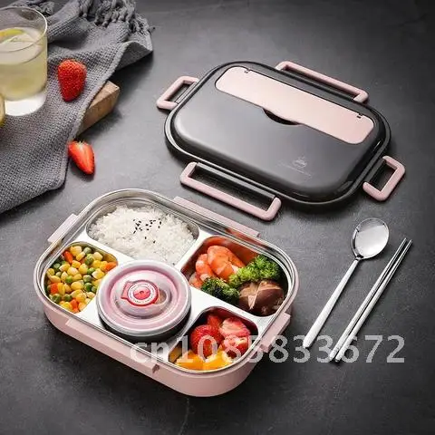 

Microwave Lunch Box With Lids Soup Cup Japanese Style Bento Box Food Storage Containers Box Stainless Steel For Kids Food Warmer