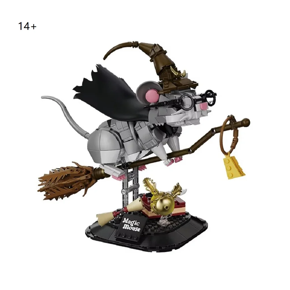 

New Magic Mouse Building Blocks Animals Cute Ornament MOC Creative Bricks DIY Models Figurine Decor For Halloween Gift