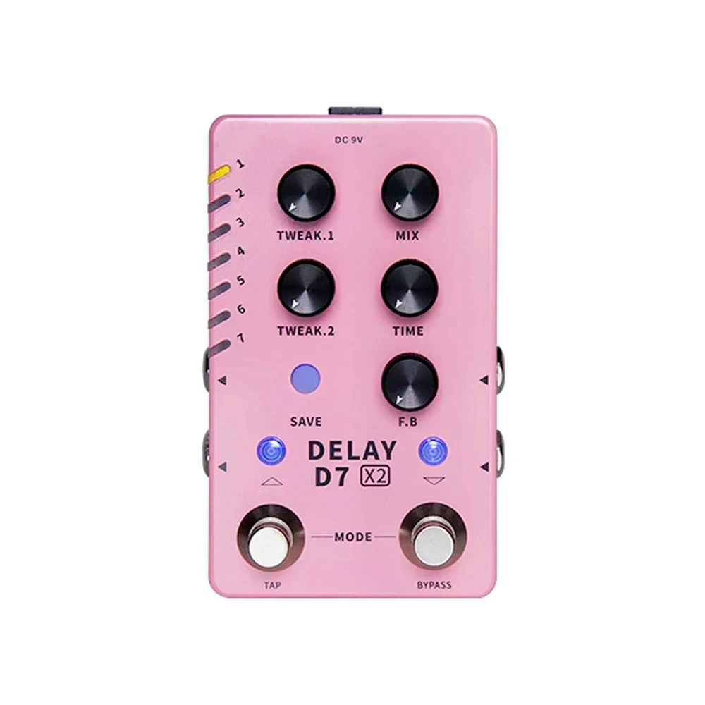 Delay X2 Stereo Delay Pedal Built-in Analog/Digital/Dynamic/Dual/Fuzz 14 Delay Effects Guitar Pedal Tap Tempo Function