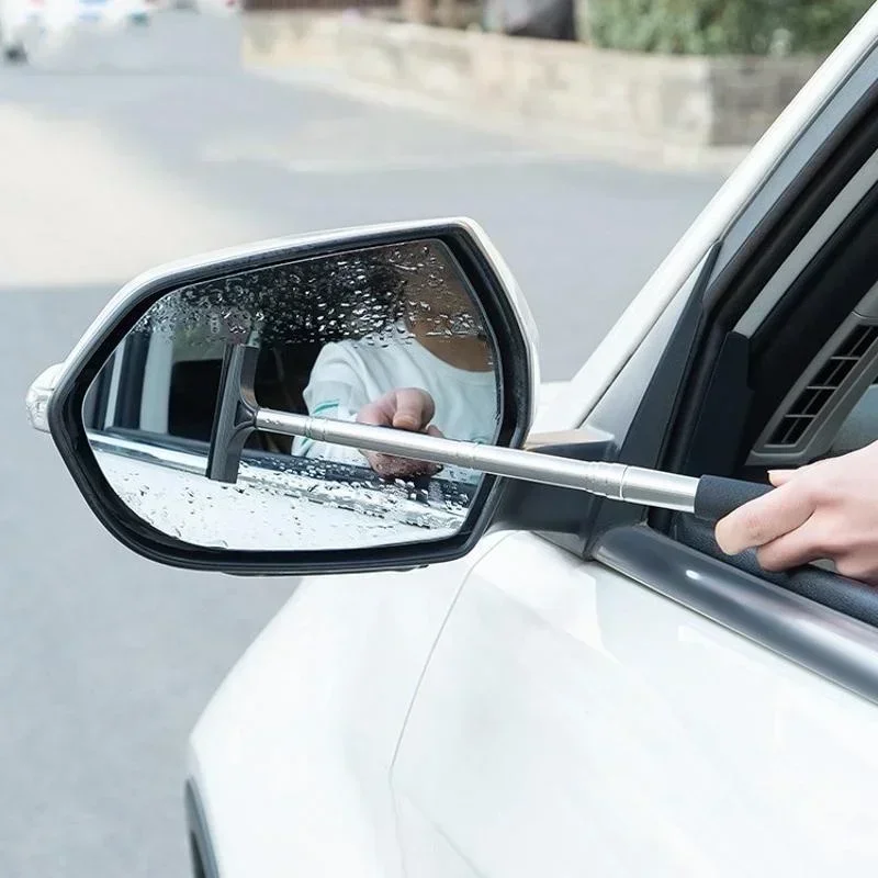 Car Rearview Mirror Wiper, Portable Retractable Stainless Steel Glass Cleaner, Remove Mist & Dirt for Car Window Windshield