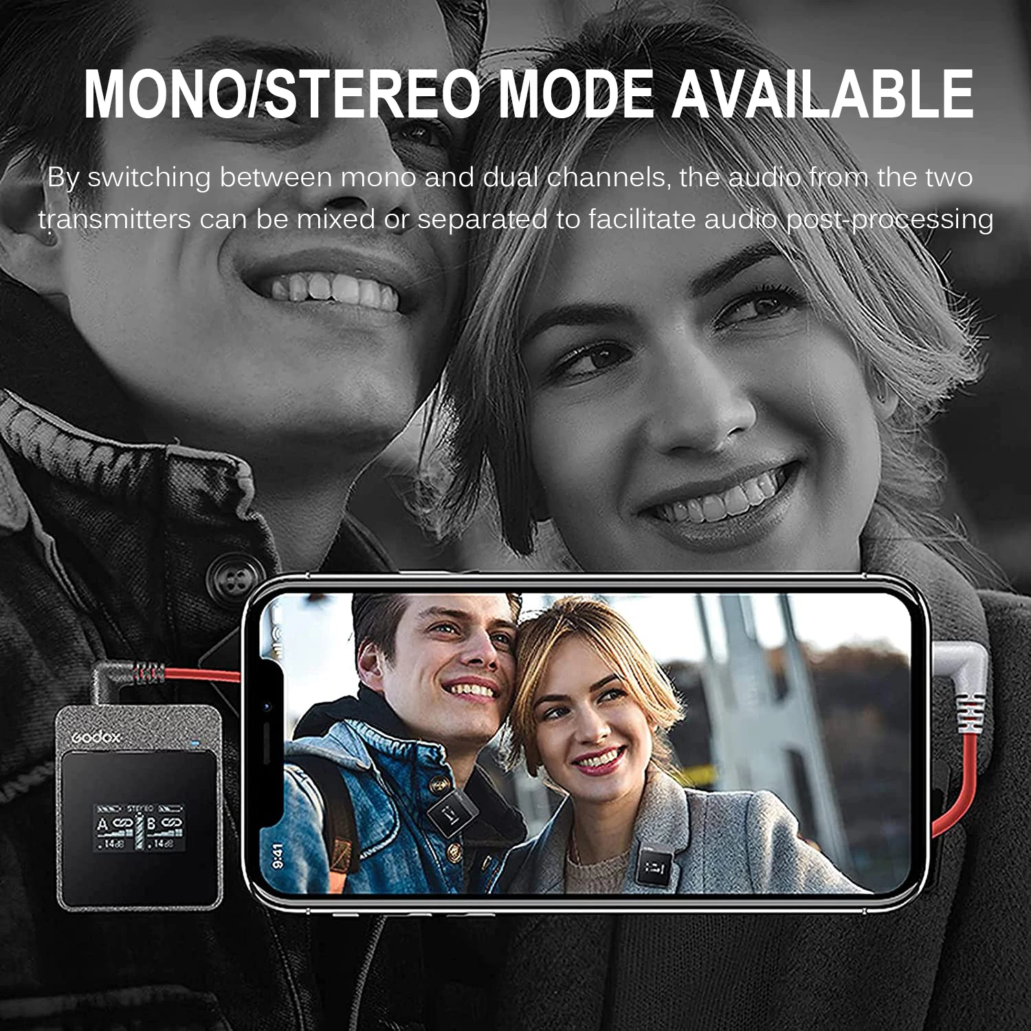 ميكروفون لاسلكي من Godox MoveLink M1 M2 2.4 جيجاهرتز ميكروفون لافلير ثنائي القناة بميكروفون مع تقليل الضوضاء والتحكم في الهاتف DSLR