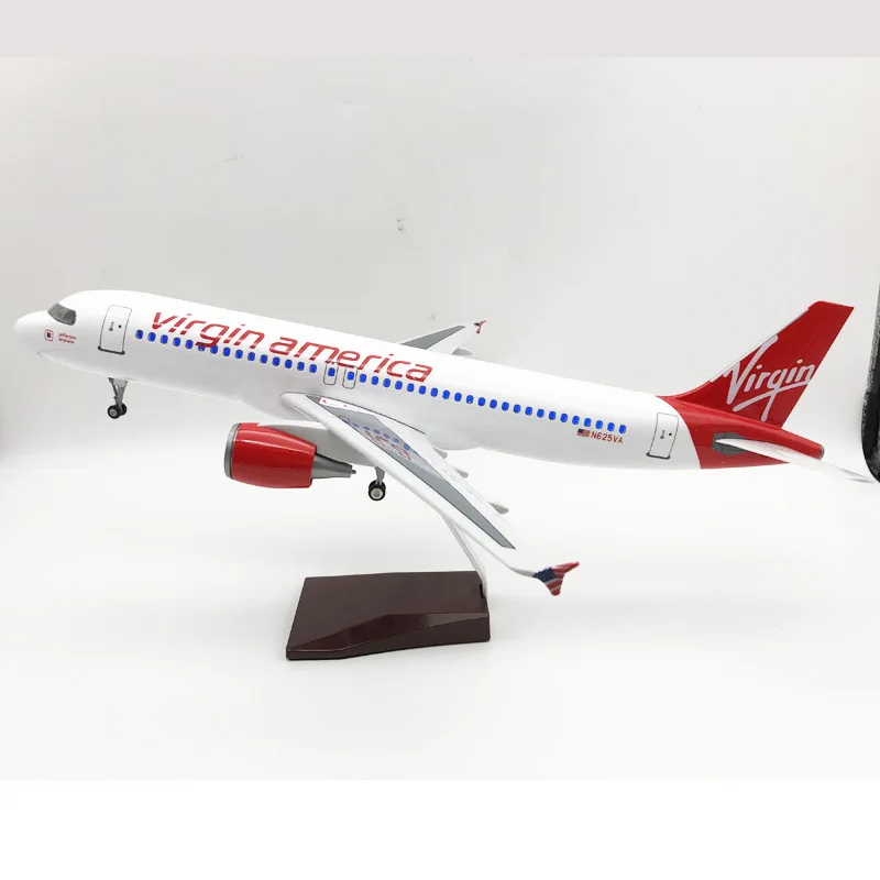

Scale 46CM 320 Virgin America Aircraft Model A320 Plane Metal model Plane Wire Wheels Diecast Plane Model for Commemorate Collec