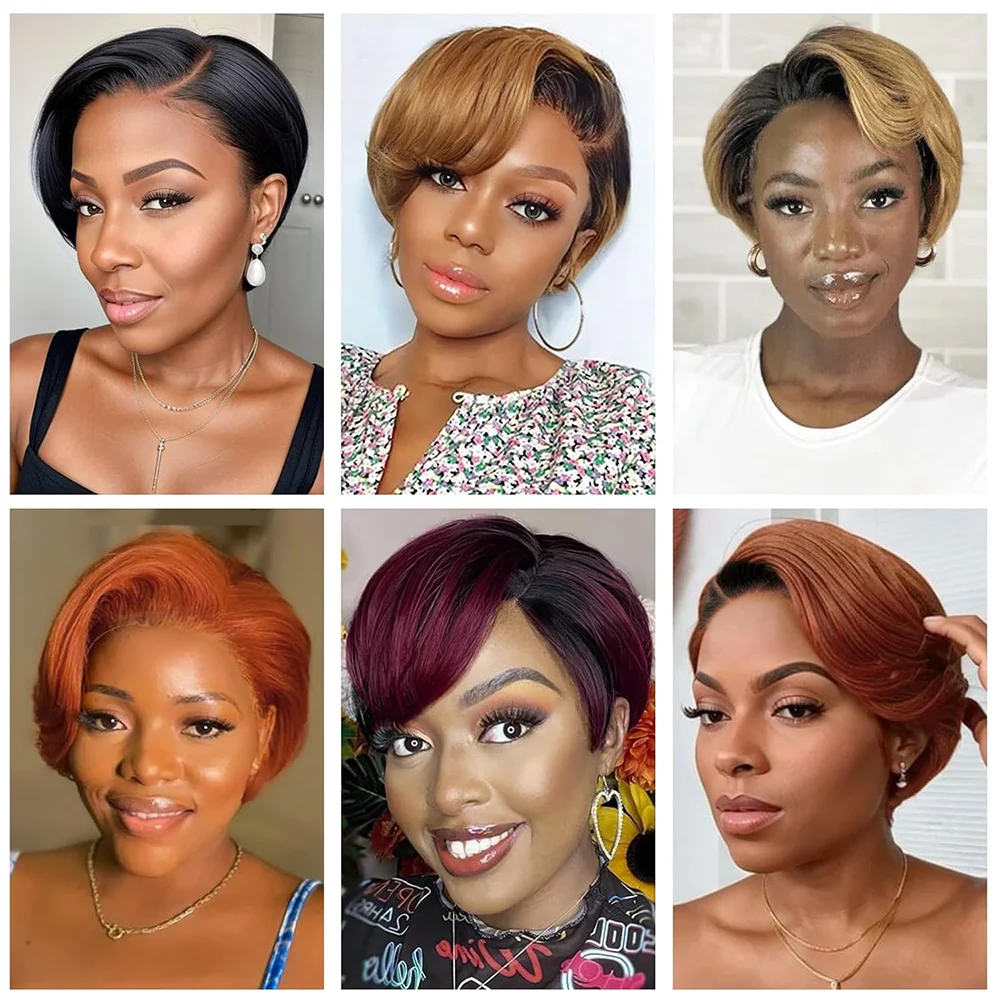 Short Pixie Cut Lace Front Wigs Human Hair 13X4 Straight Lace Human Hair Wigs For Black Women Wear And Go Glueless Wigs 180%