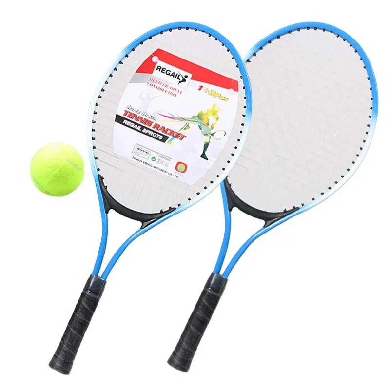 

Set of 2 Teenager's Tennis Racket Children Youth Beginners Training Nylon Network Cable Whth Free A Stretchless Tennis Ball