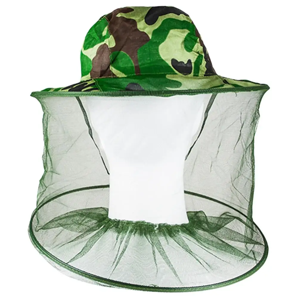 Beekeeping Hats Outdoor Camo Mosquito Insect Bee Bug Mesh Net Cover Hat Head Face Protector Cap Outdoor Fishing Bee Biting Hat