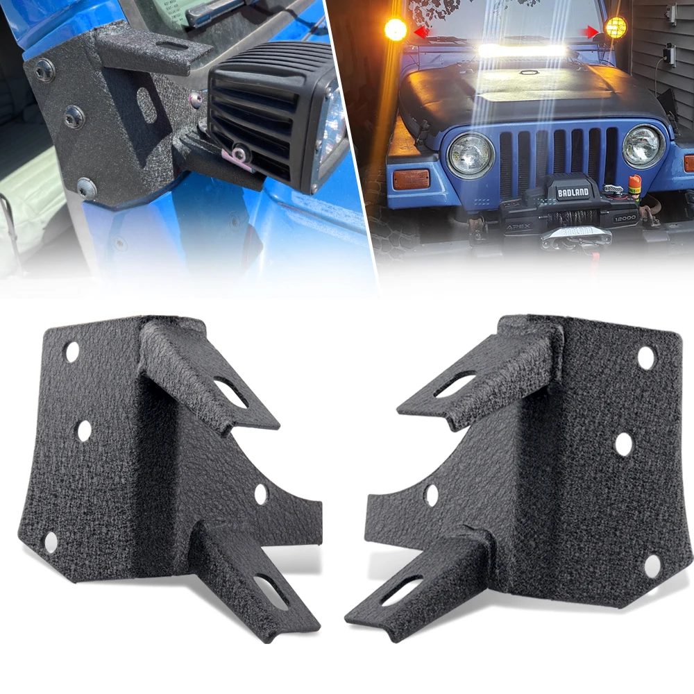 

Dual A-pillar LED Light Brackets for Jeep Wrangler TJ 1997-2006 Dual Lower Windshield Hinge Corner LED Work Light Mounts Kits