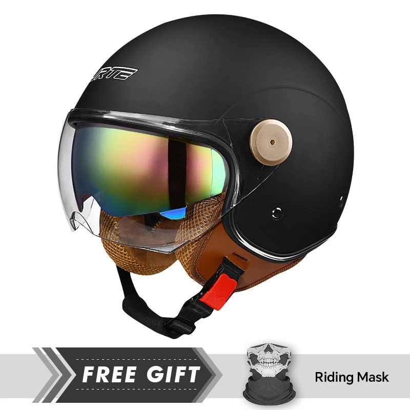 

Lightweight Vintage Motorcycle Helmet with Dual Visor Motorbike Riding 3/4 Open Half Helmet Retro Jet Helm Cascos Para Motos DOT