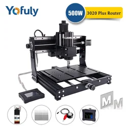 Yofuly-CNC 3020 Plus Max Máquina De Gravura, Eixo De Madeira, Router Para Metal, Fresagem De Acrílico, Máquina De Corte, Gravador A Laser 40W, 500W