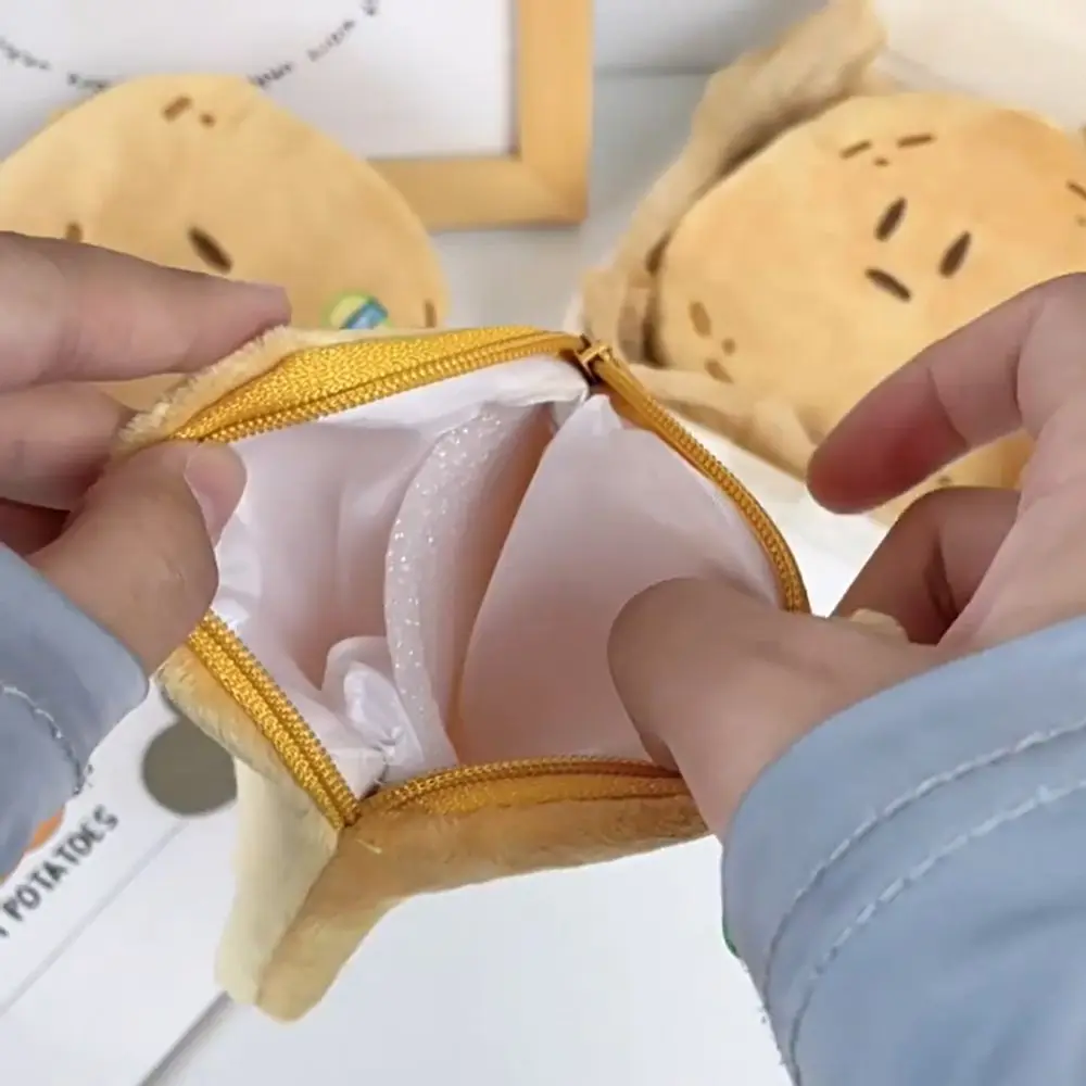 Com fivela de metal cabeça de batata bolsa de moedas de pelúcia mini kawaii cabeça de batata bolsa animal estilo coreano batata fone de ouvido saco