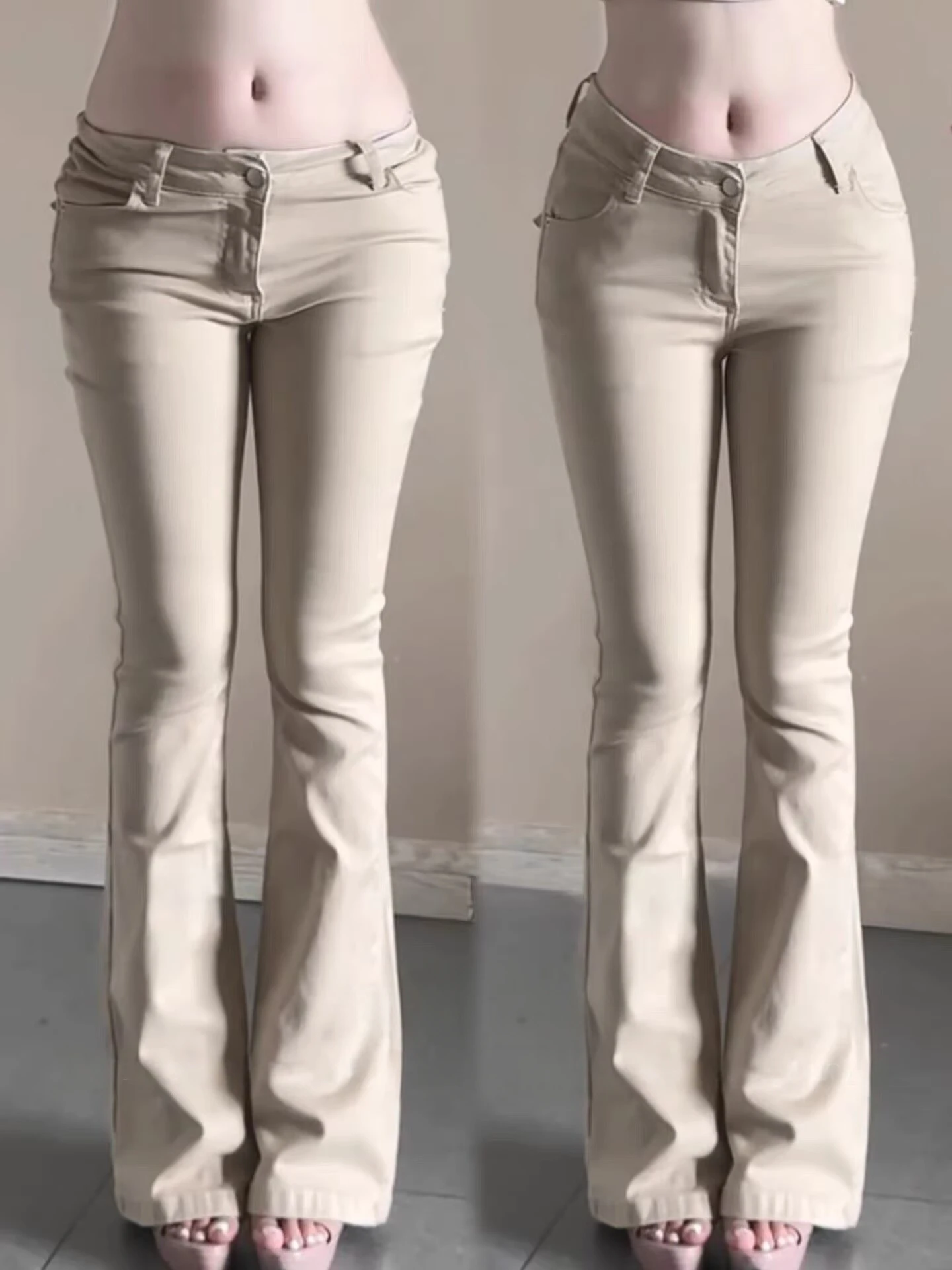 

High Waist Stretchy Slimming Denim Jeans Women's Autumn High Waist Elastic Design Sense V Waist Hip Enhancing Micro Flared Pants
