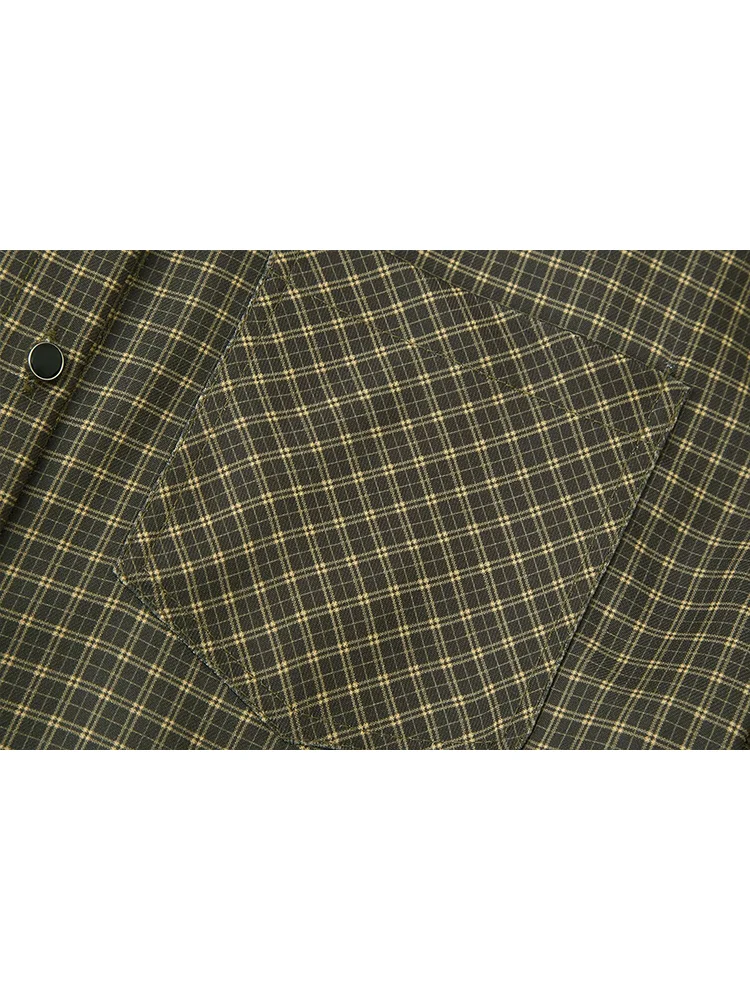    TFMLN Herbst frauen Plaid Schulter Pad Hemd Mode Revers Langarm Vintage Top Neue Lose Damen Täglichen Pendler Hemd