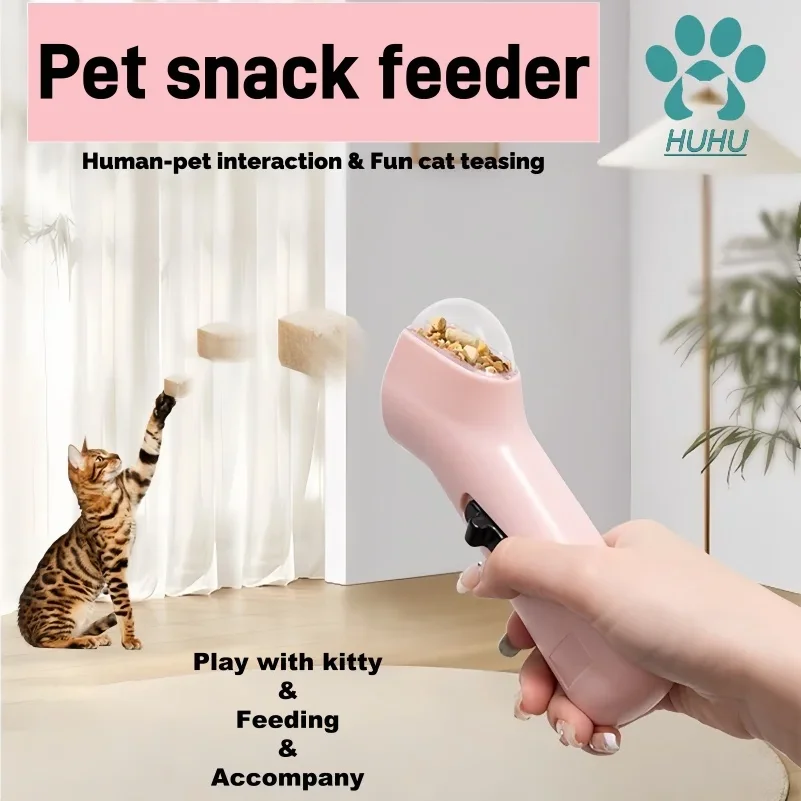 Interactive Pet Feeder Toy Launcher – Cat Dog Snack Dispenser for Freeze Dried Granules, Training Feeding Device