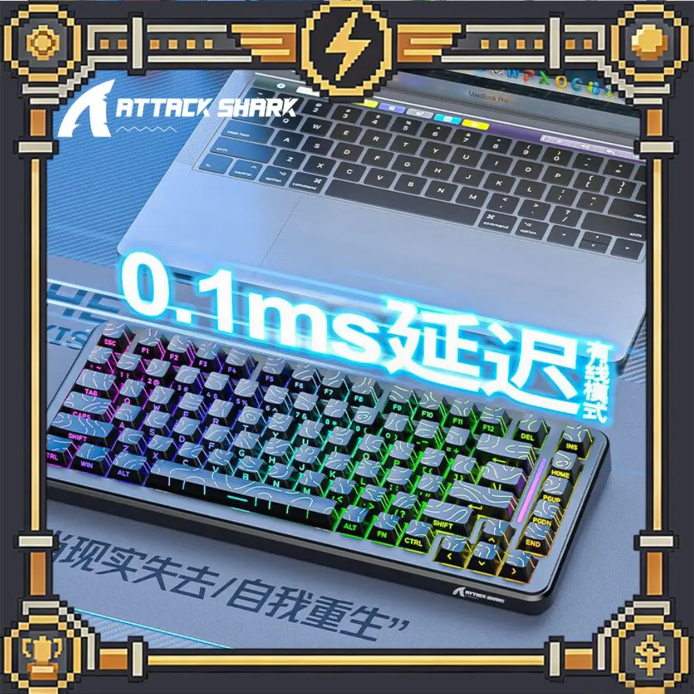 ATTACK SHARK X82 Pro HE Magnetic Keyboard Tri-Mode Wireless 8K Polling Rate Gaming 75% RGB 5000mAh 0.1MS Low Latency Keyboard