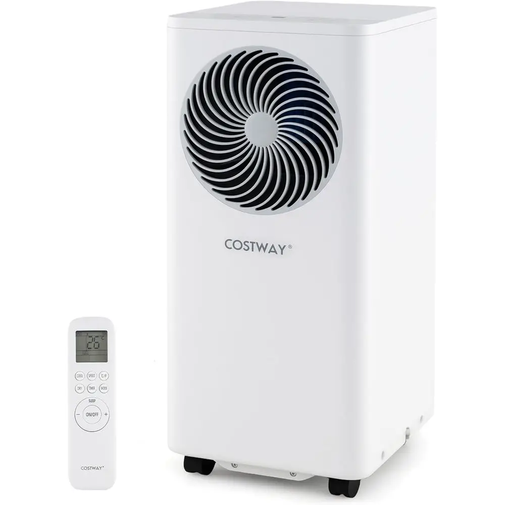 

Портативный кондиционер с 24-часовым таймером, режимом сна, пультом дистанционного управления, дренажным шлангом и комплектом для установки на окно, охлаждает до 450 кв. футов. фут.