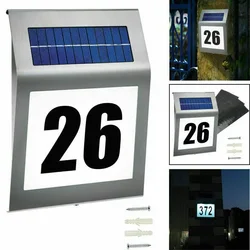 Señal de dirección alimentada por energía Solar, número de casa impermeable con Sensor de movimiento para exteriores, placas de dirección iluminadas por LED
