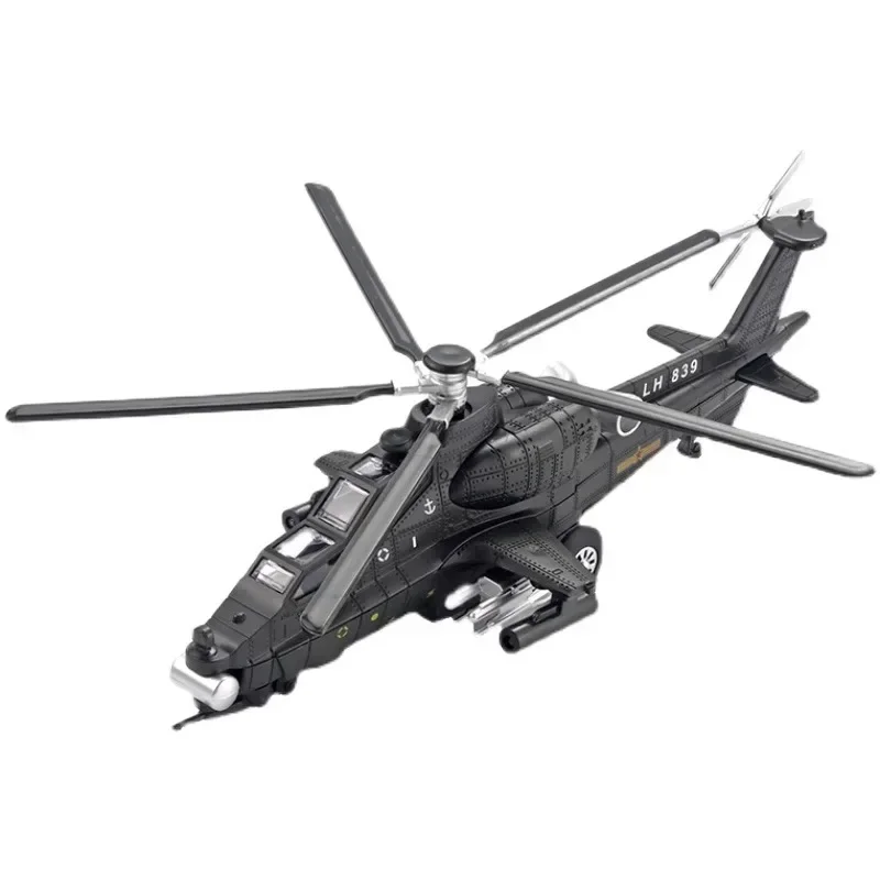 1:72 Gunship 10 Military Armed Finished Helicopter Alloy Military Children\'s Toy Model with Sound and Light Warrior