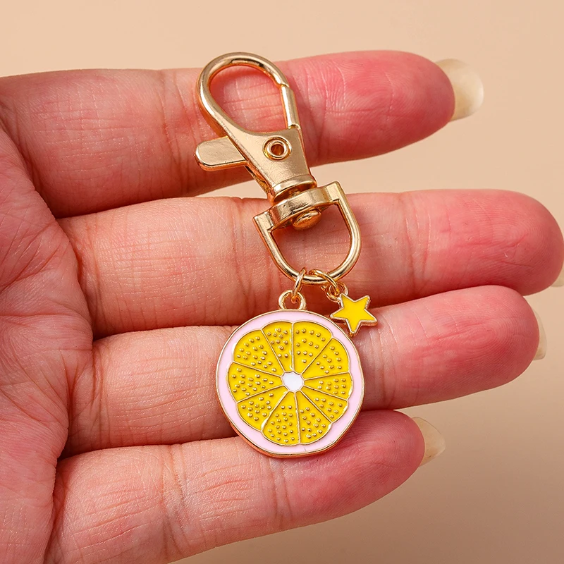 Aihua Schöne Emaille Rote Kirsche Apfel Traube Ananas Schlüsselanhänger Früchte Orange Avocado Schlüsselanhänger Handtasche Anhänger DIY Schmuckstücke – Detail 8