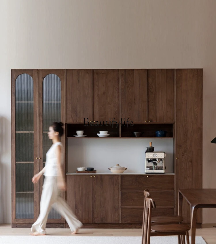 *North American black walnut all solid wood integrated whole wall combined cabinet locker floor