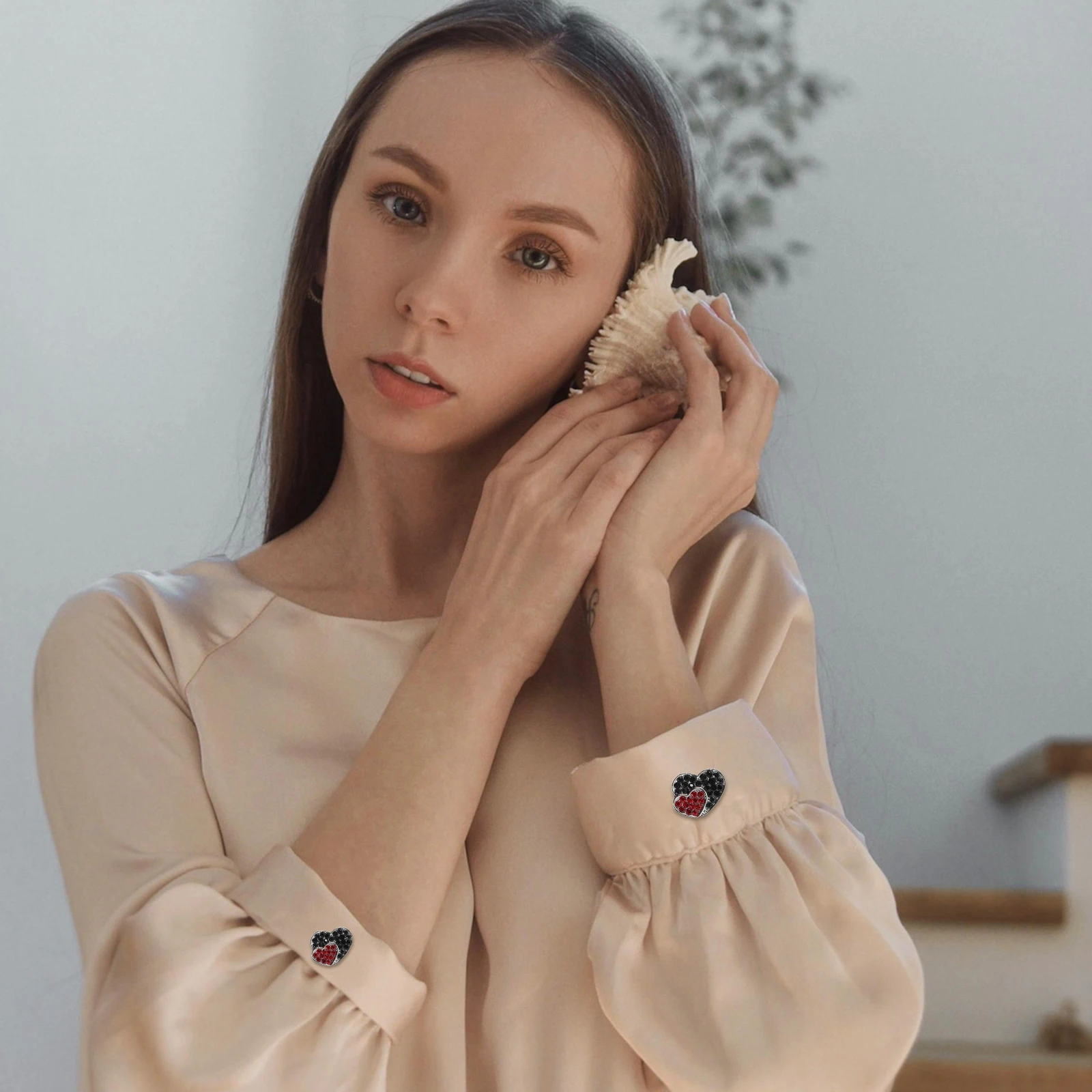 2 pezzi gemelli con strass a forma di cuore per donna uomo camicia borchie bottoni manica gioielli di moda accessorio abito smoking matrimonio