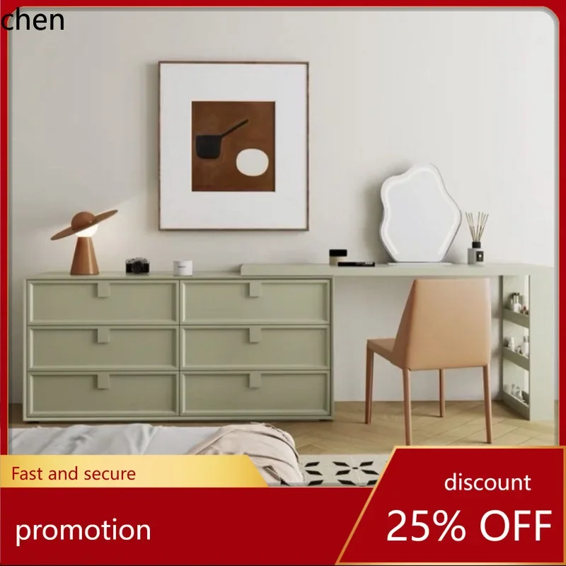 ZML Six-Drawer Dressing Table Integrated Solid Wood Makeup Table Bedroom Modern Simple Storage Cabinet