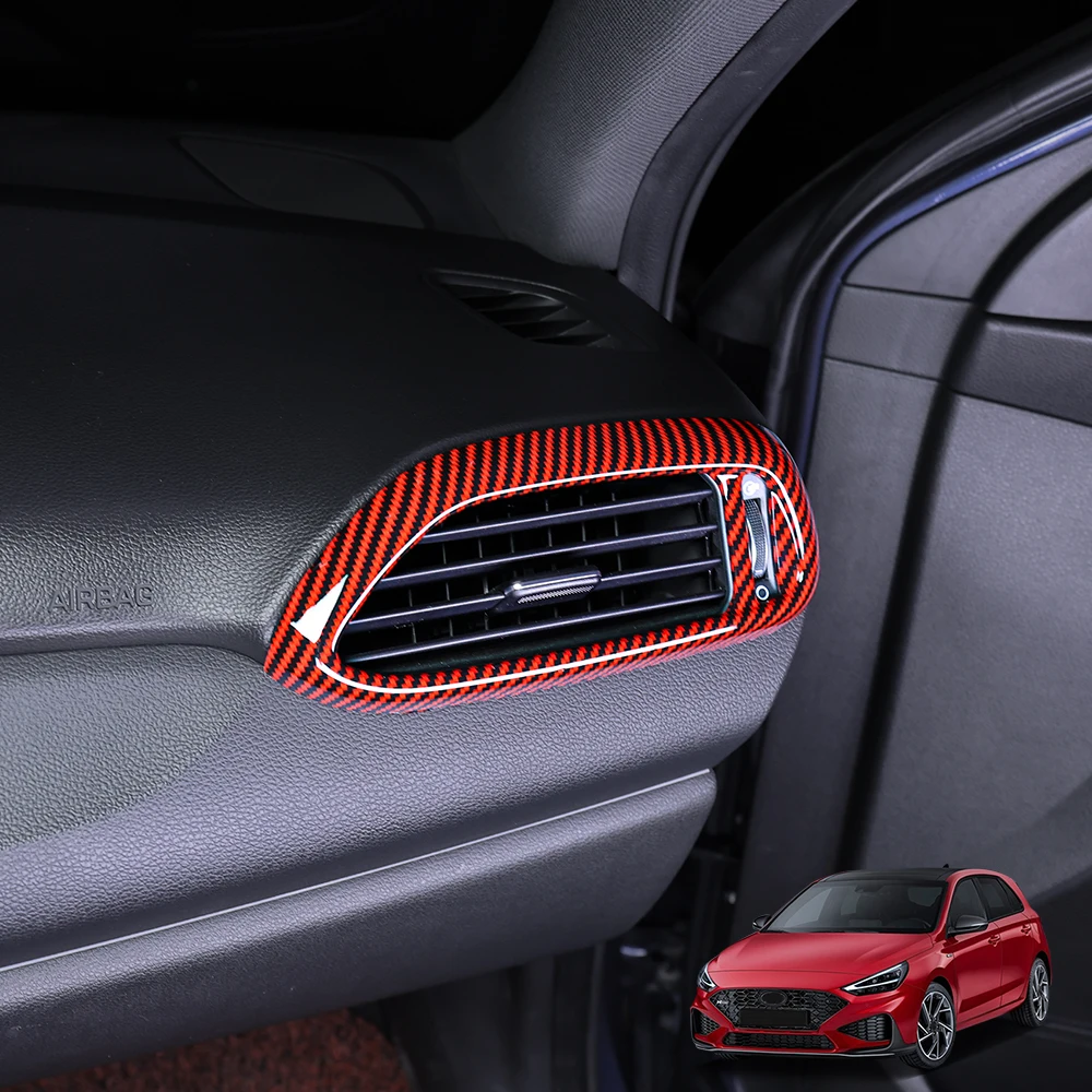 For Hyundai I30 I30N 2017-2025 LHD/RHD Carbon Fiber Style Dual Side Air Vent Cover Trim ABS Interior Decor Accessories