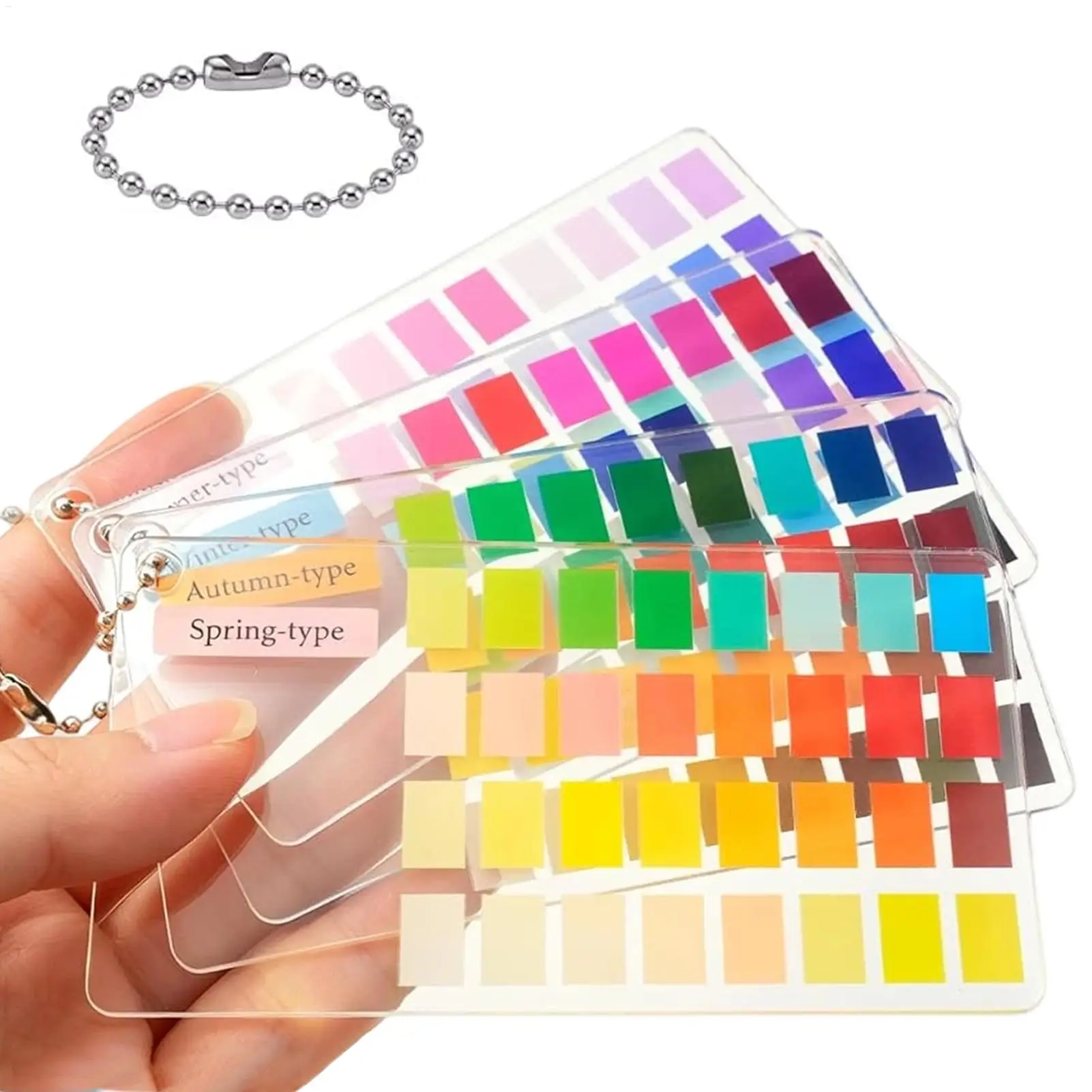 4-Season Personal Color Analysis Cards Portable Skin Tone Matching Palette for Outfits Makeup, Seasonal Color Guide for Stylists