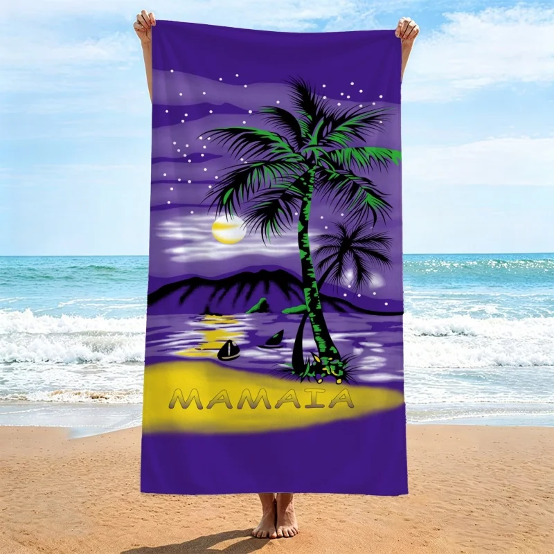 Newest Beach Towel Watercolor Yellow Lemon Green Leaf Print Beach Towel Lightweight Microfiber Summer Vacation Bath Towel