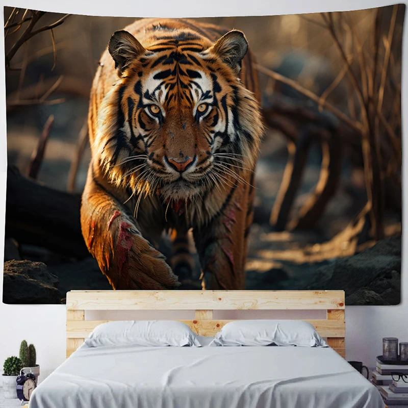 Animal printed tapestry lion wolf elephant wall mounted hippie cartoon room wall decoration home decoration bedspread beach mat