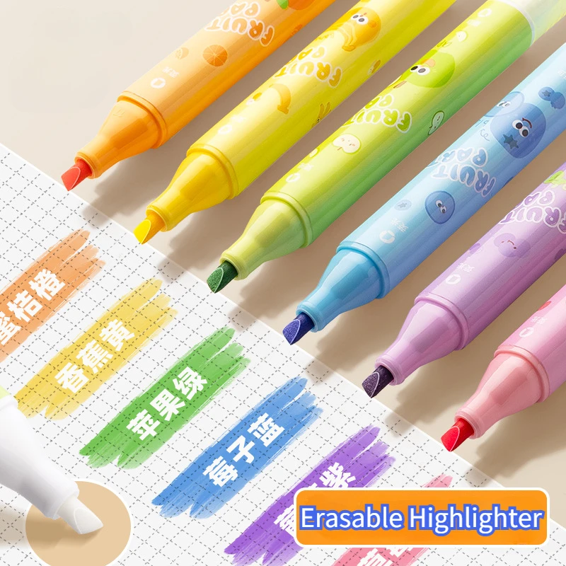 

6 Pcs Double-ended Highlighter Pen Set erasable marker pens Student Diary Scrapbook Painting DIY Making markers stationery