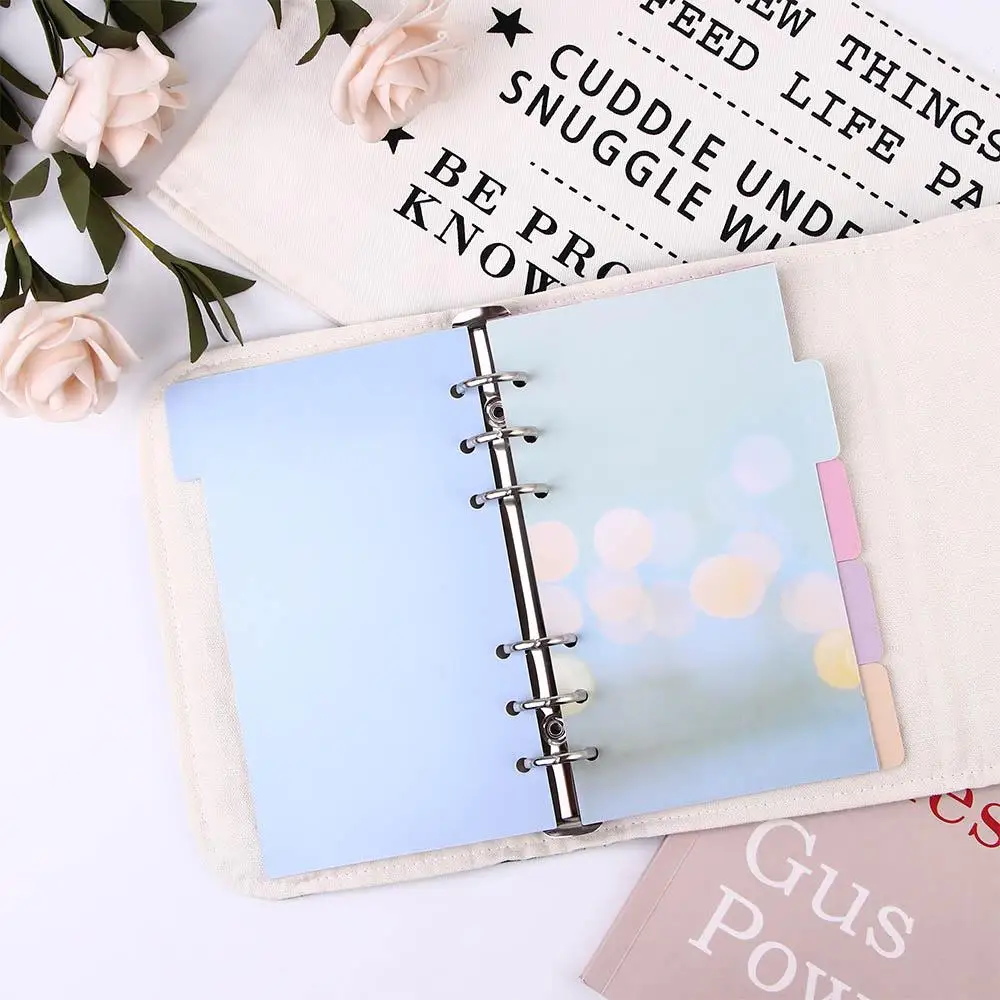 Cards 6-Ring Binder Category Page Tab Notebook Divider Index Cherry Blossoms Style Binder Index Page Loose Leaf Separator Page