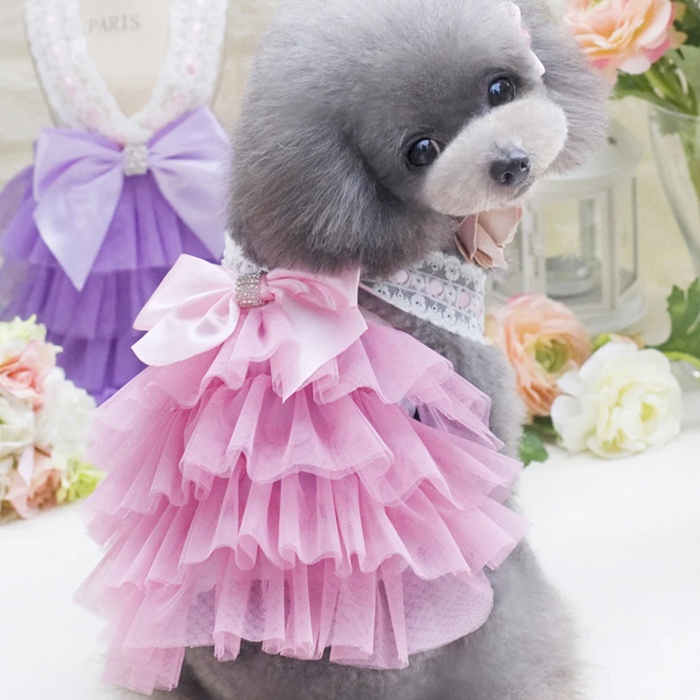 

Doggy Parton Clothes Dress Puppy Pet Apparel Purple Scarf Costumes for Small Dogs