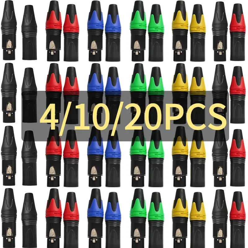 4/10/20pcs Professional 3 Pin XLR Male to Female Audio Plug Adapter Connector for Microphone Amplifier Plug Converter Wholesales
