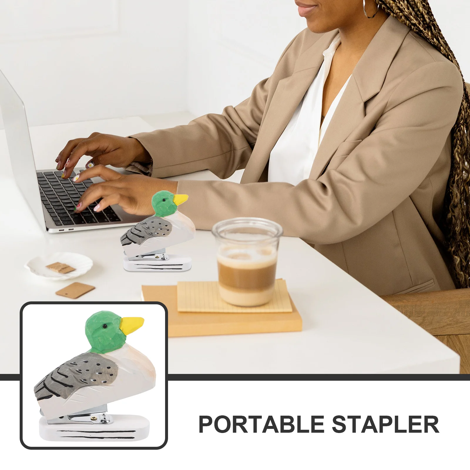 Mini Cartoon Hefter Holzschnitzerei Tier Lustiges Briefpapier Desktop Metall Ornament