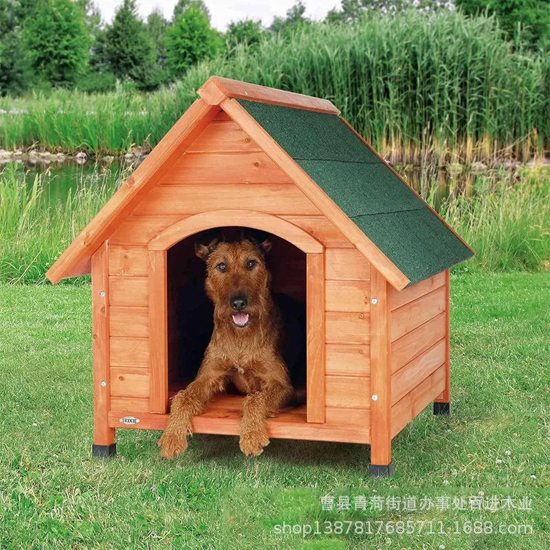 Wooden pet kennel dog real wood house outdoor solid wood carbonization four-season universal house kennel pet house can be deter