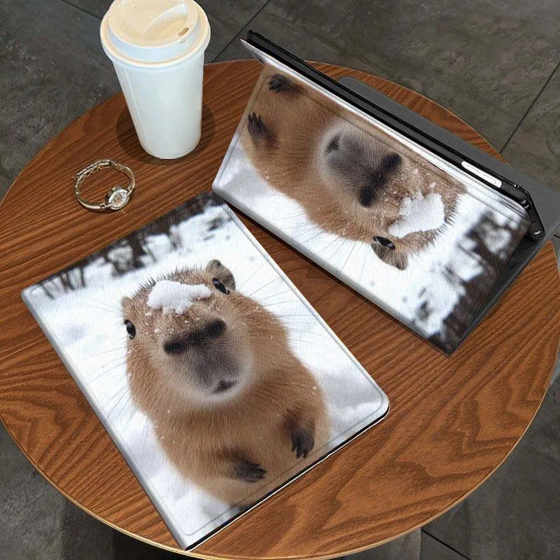 

Capybara Snow Head Front Gift For Samsung Galaxy Tab S11 A11 A9 A8 S6 A 10.1 A7 10.4 Plus 2025 2023 Tablet Case