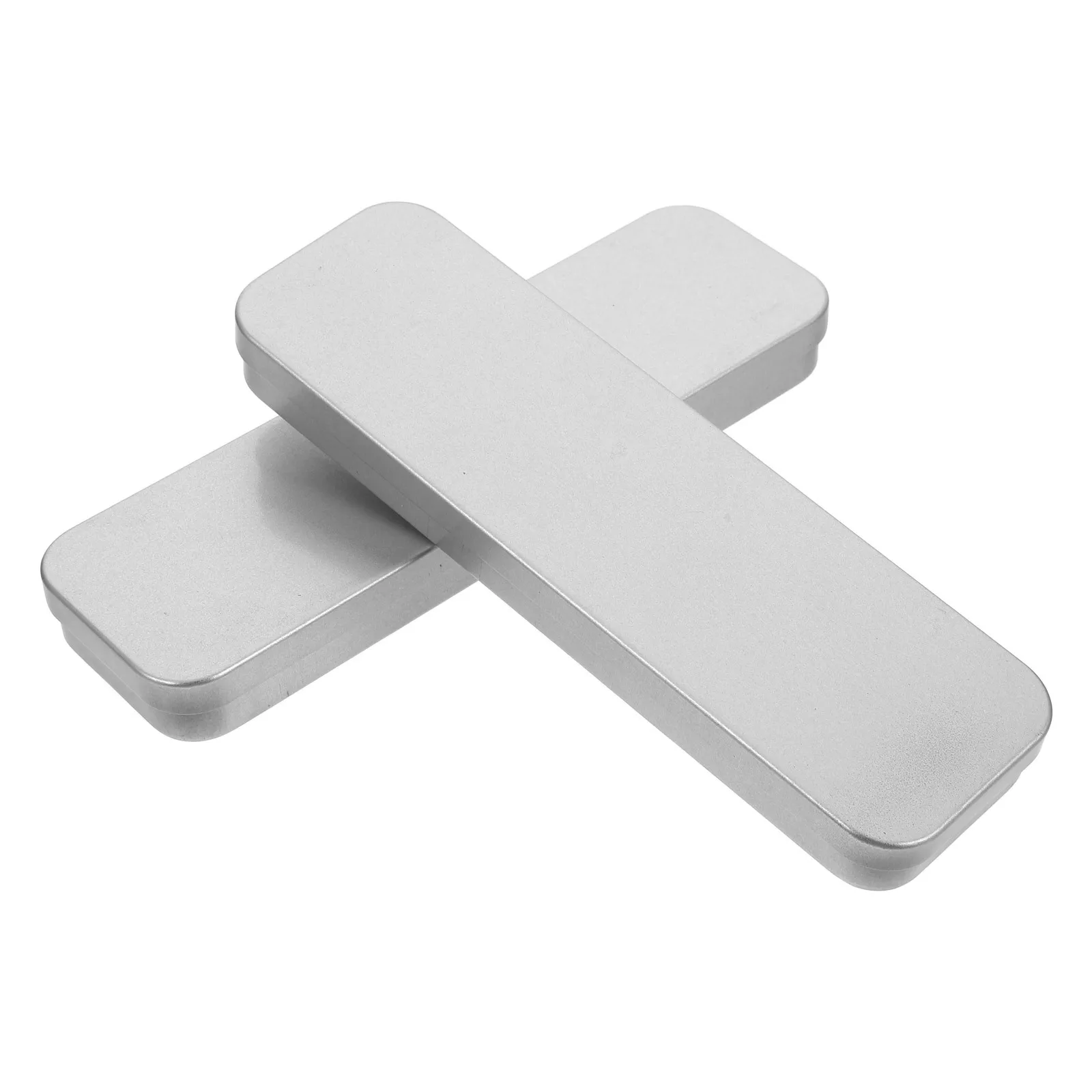 

2pcs Tinplate Pencil Box Metal Stationery Organizer Portable School Students Simple Style Box For Pens Pencils Crayons Holder