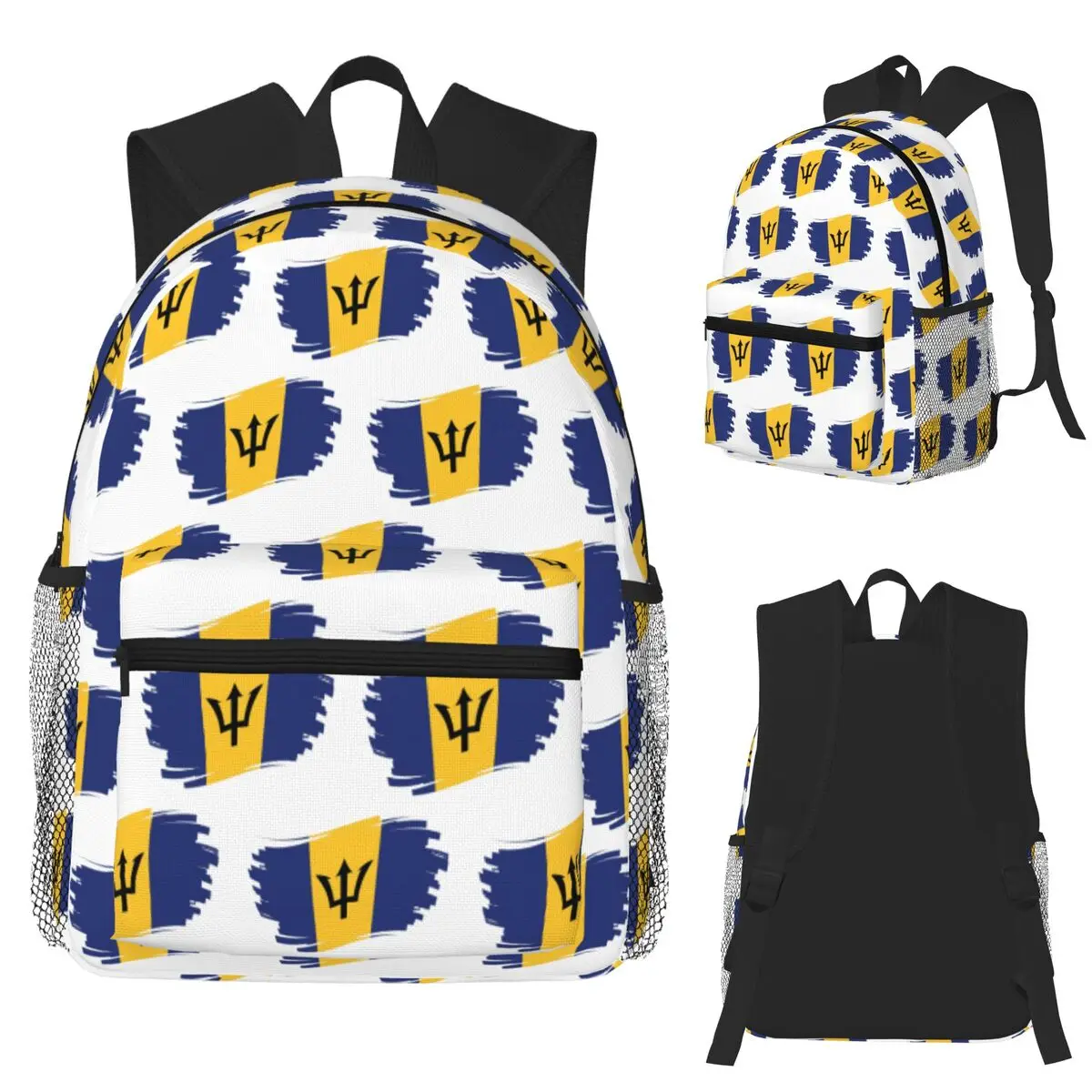 

Barbados Flag Student Backpack School Bag Hiking Travel Daypack for Boys Girls Fashion Bookbag Shoulder Bags
