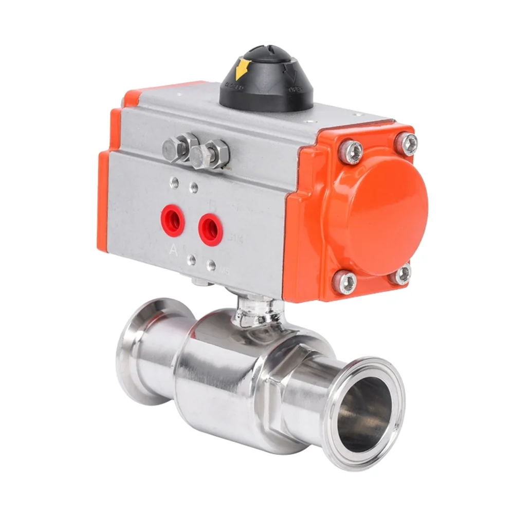 

1-1/2" Stainless Steel 304 Tri-Clamp OD 50.5mm Ferrule Type Double Acting Sanitary Pneumatic Ball Valve
